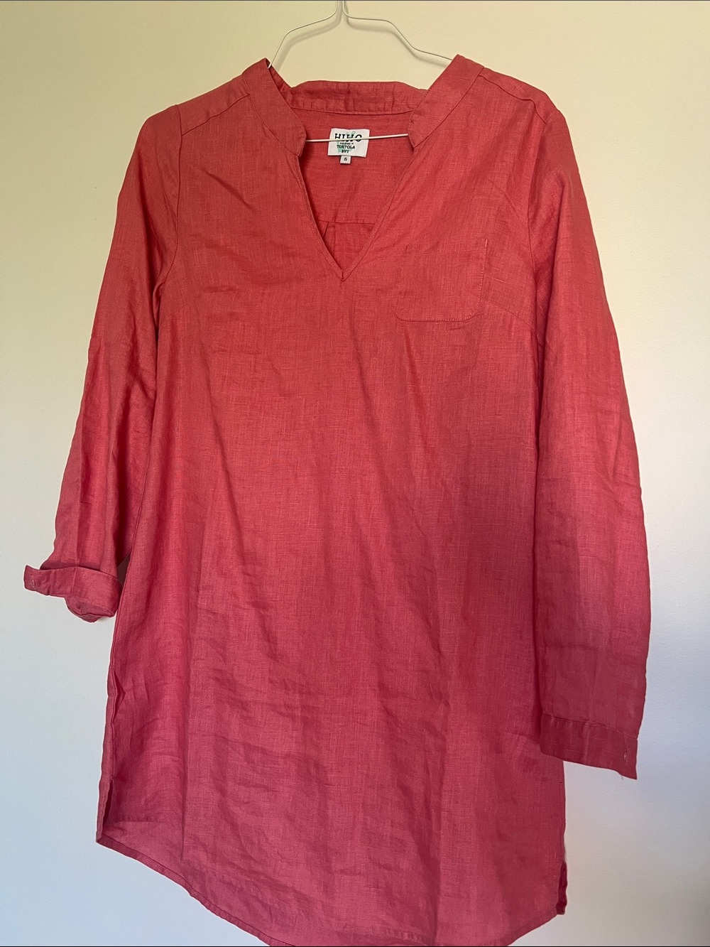 HIHO Linen Tunic Top in Coral Pink